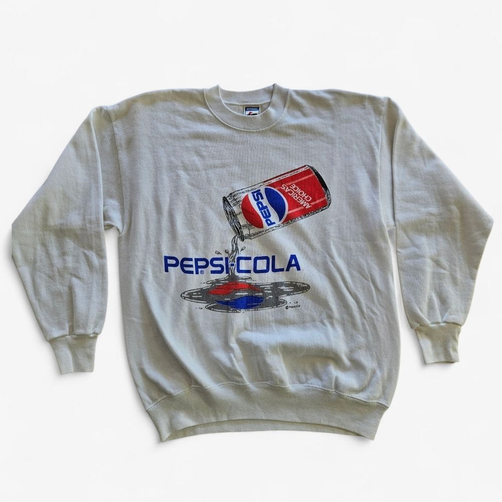 Vintage 80s Official Pepsi Cola Merchandise Retro Pullover Crewneck Sweatshirt L